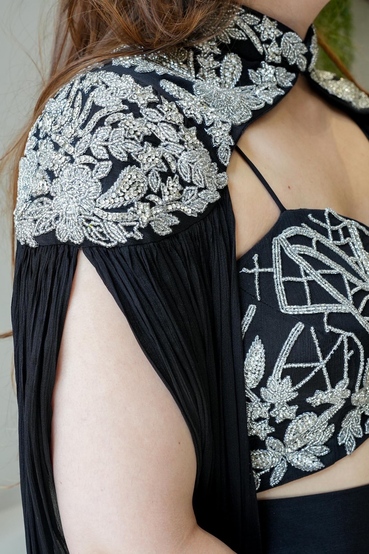 Ira Black Sharara Drape With Cape