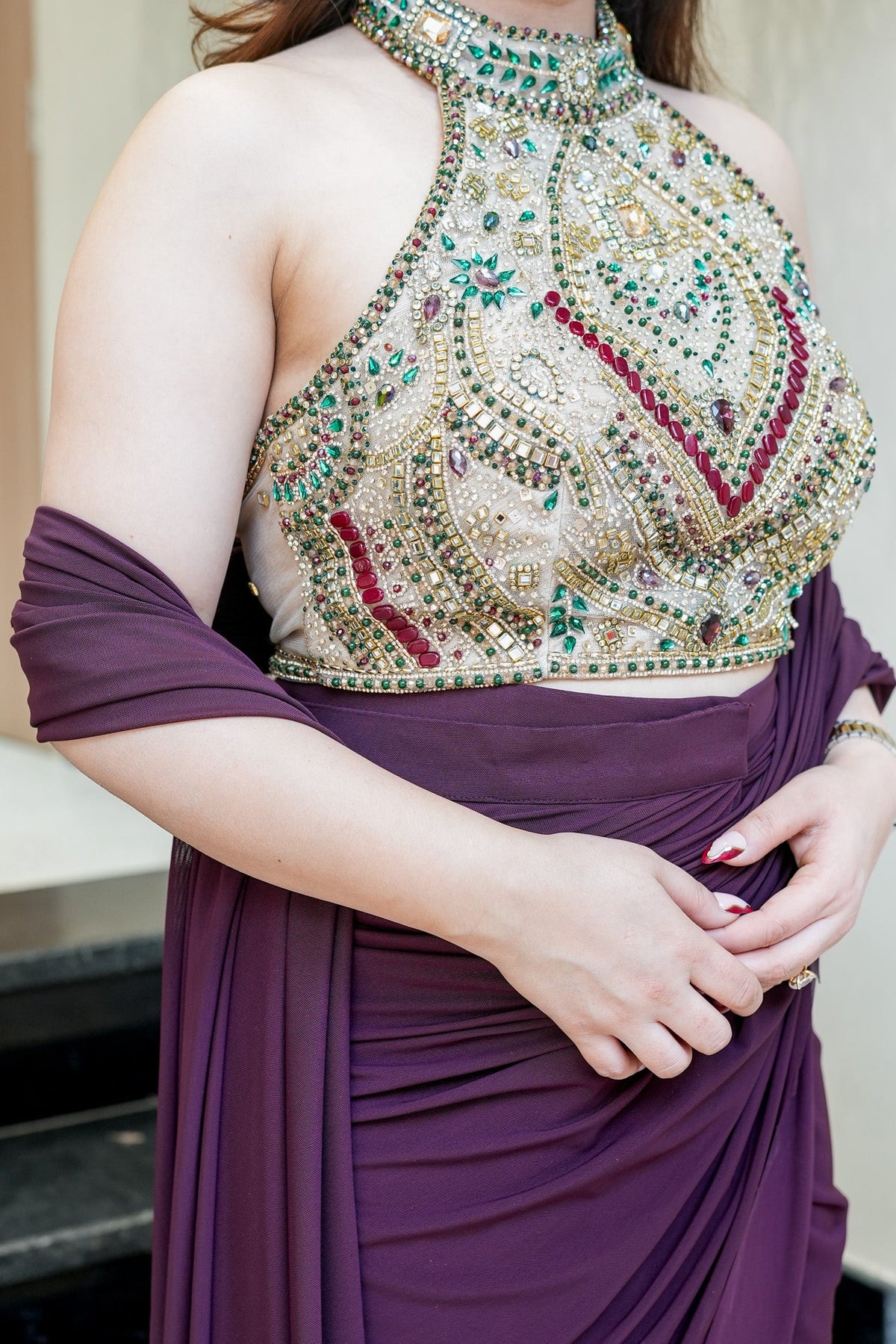 Tisha Hand Embroidered Drape Saree