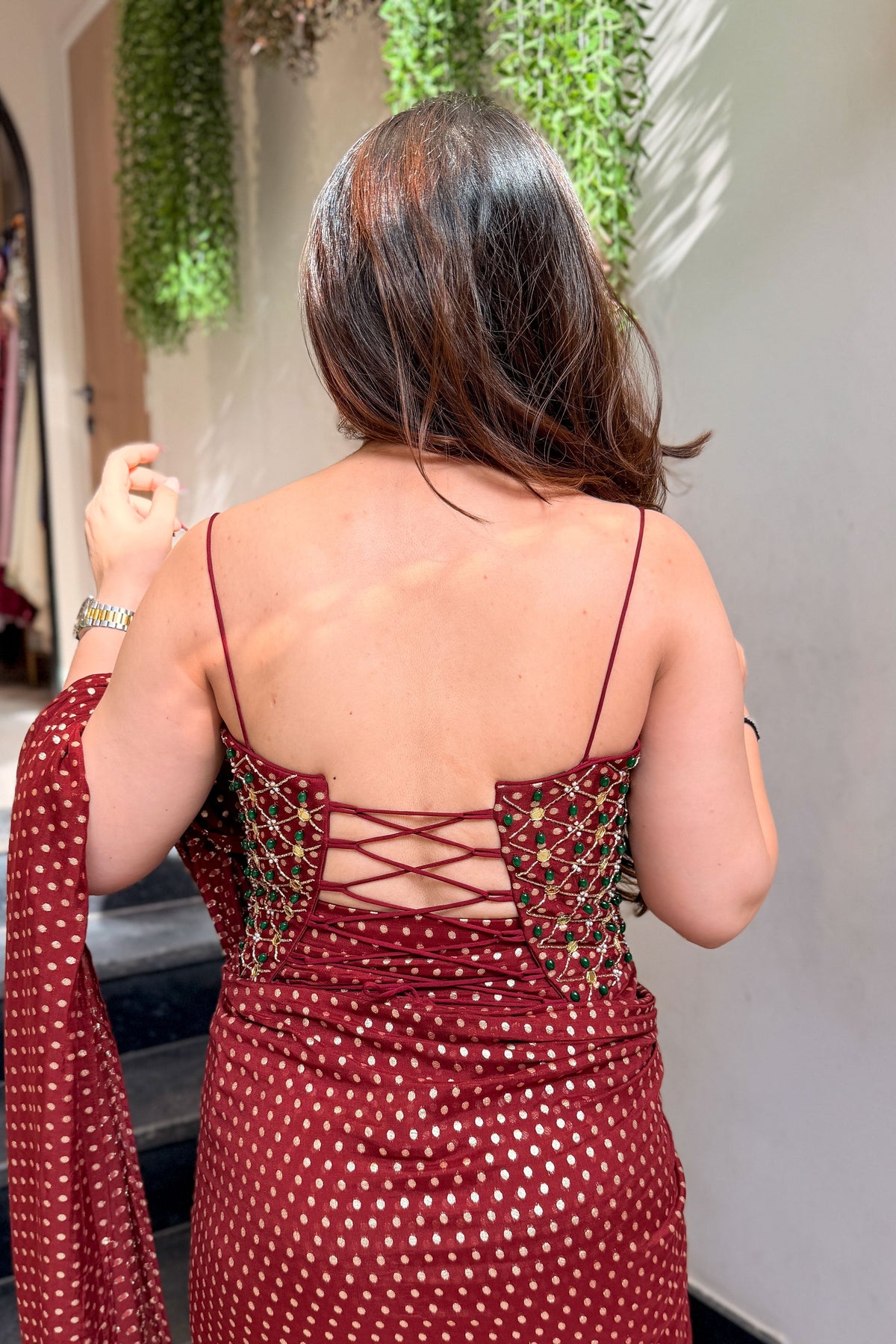 Umaira Hand Embroidered Corset Drape Saree
