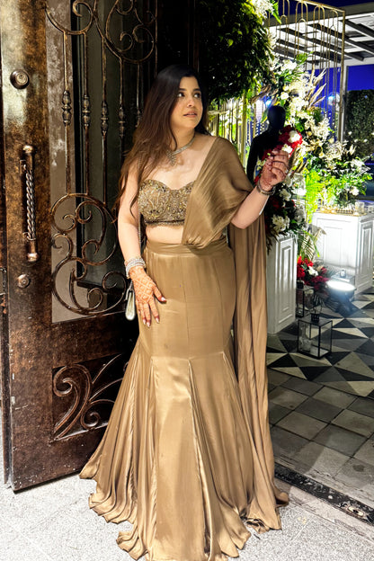 Vinci Golden Tube Drape Saree