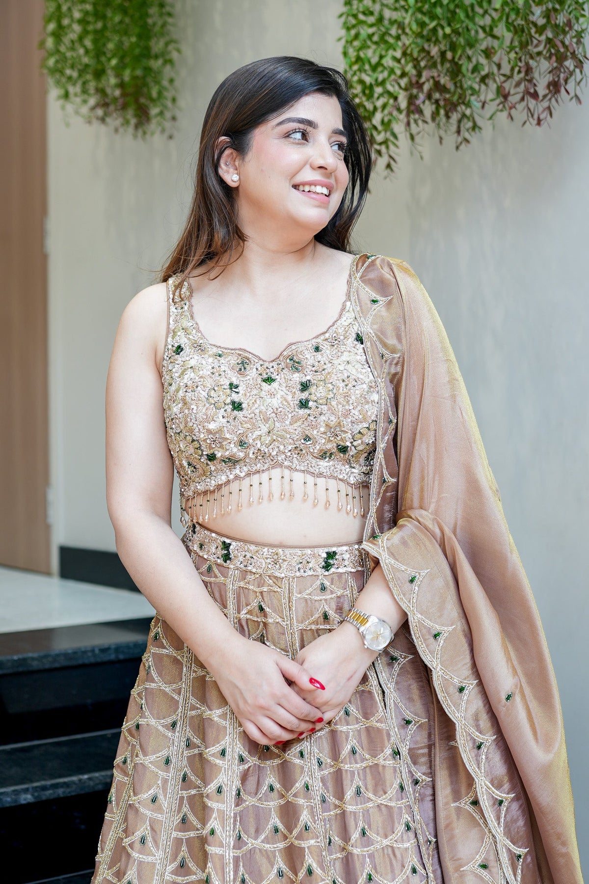 Ahilya Beige Hand Embroidered Lehenga