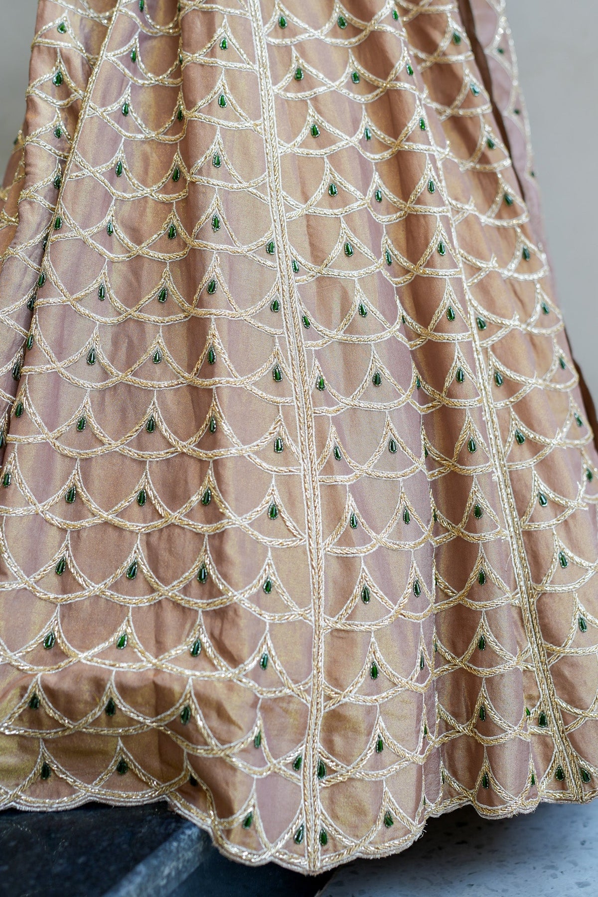Ahilya Beige Hand Embroidered Lehenga