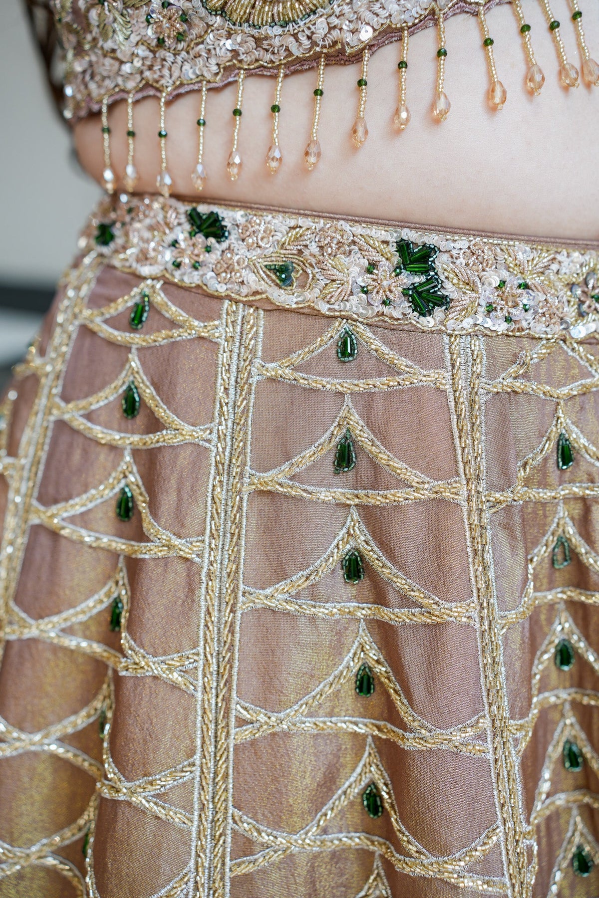 Ahilya Beige Hand Embroidered Lehenga