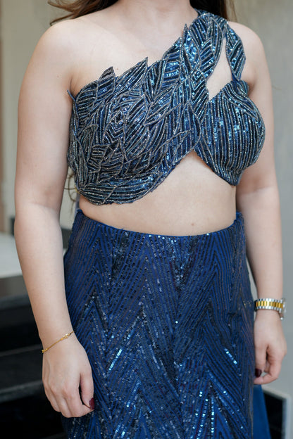 Keerab Hand Embroidered Fish Cut Lehenga