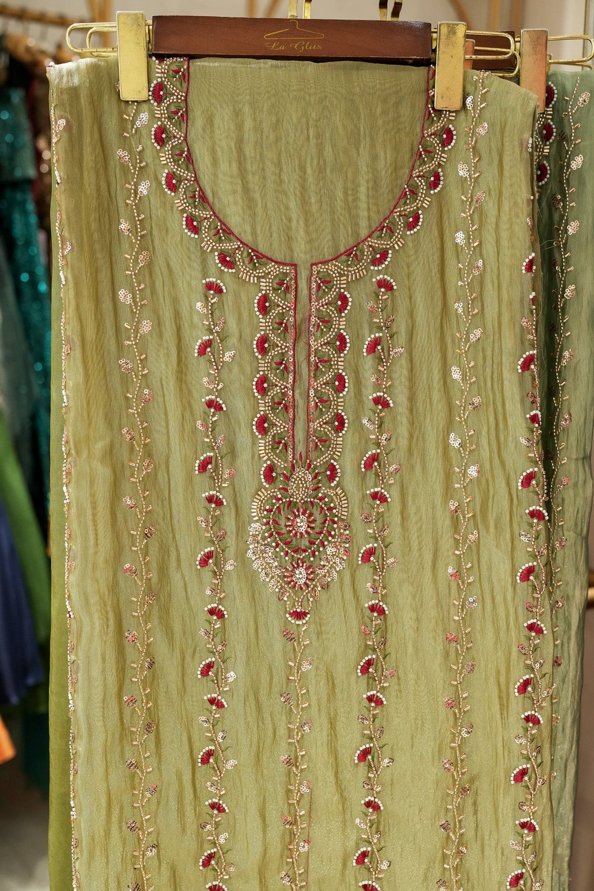Trisha Hand Embroidered Unstitched Suit Set