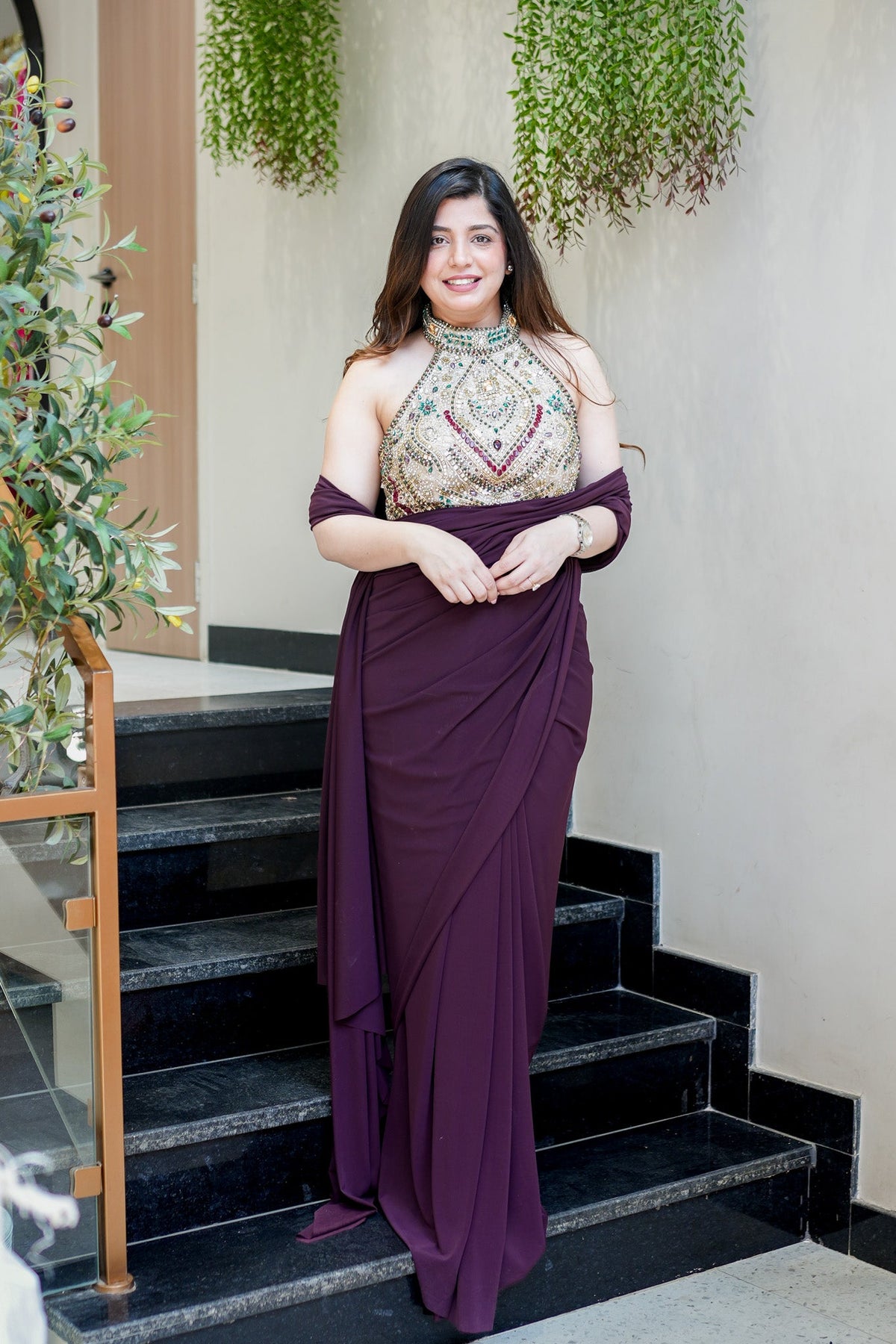 Tisha Hand Embroidered Drape Saree