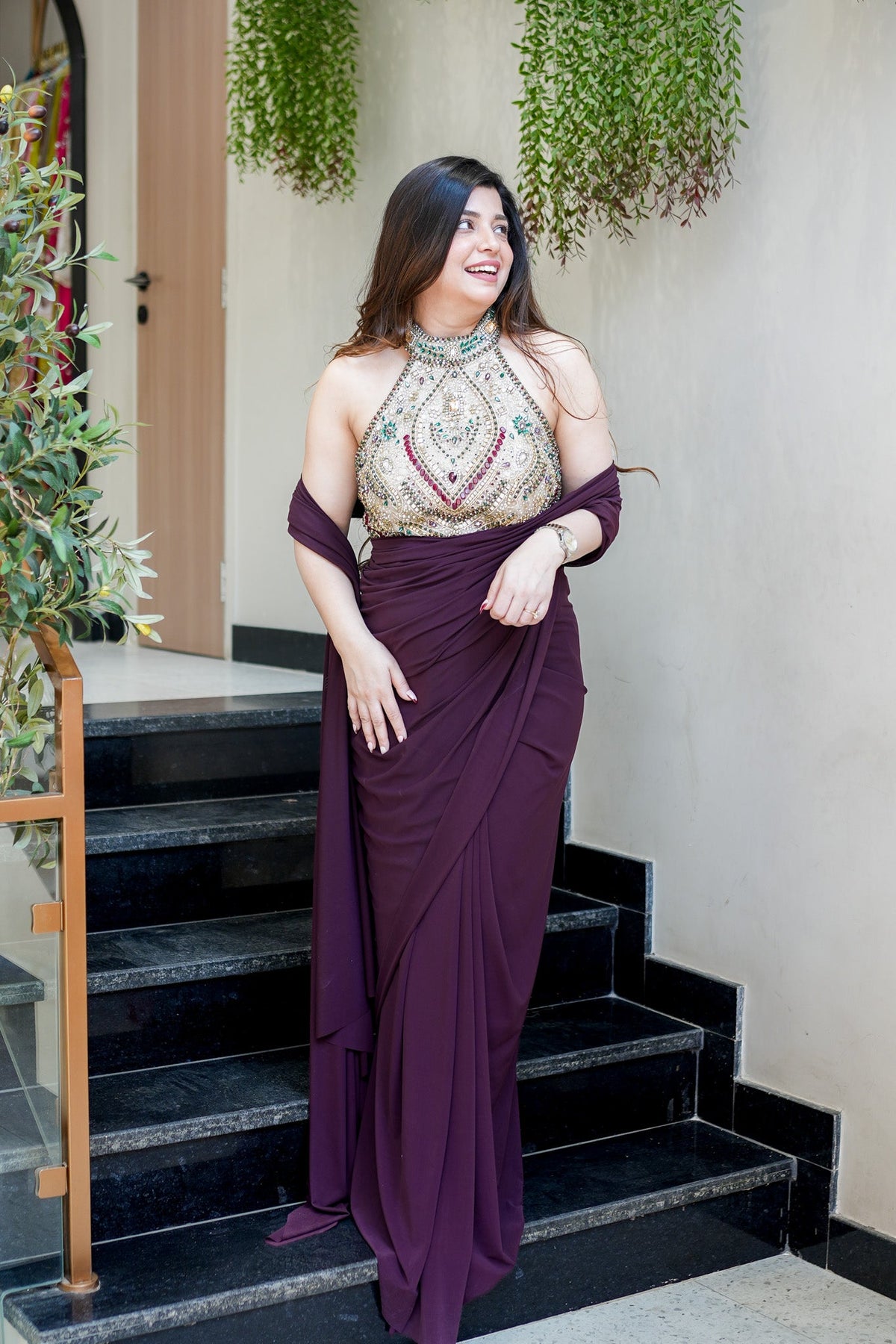 Tisha Hand Embroidered Drape Saree
