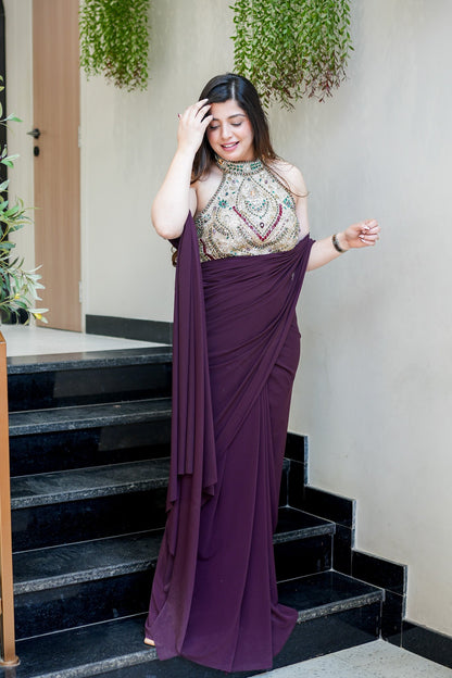 Tisha Hand Embroidered Drape Saree