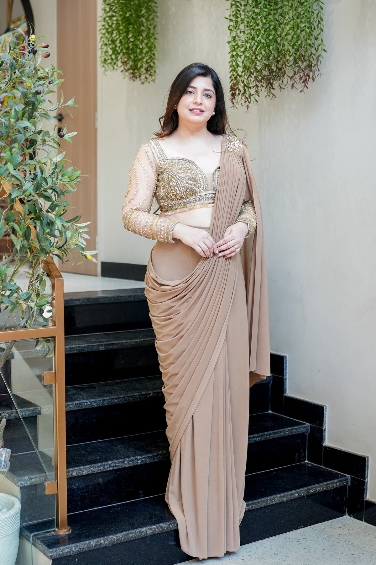 Shibra Hand Embroidered Drape Saree