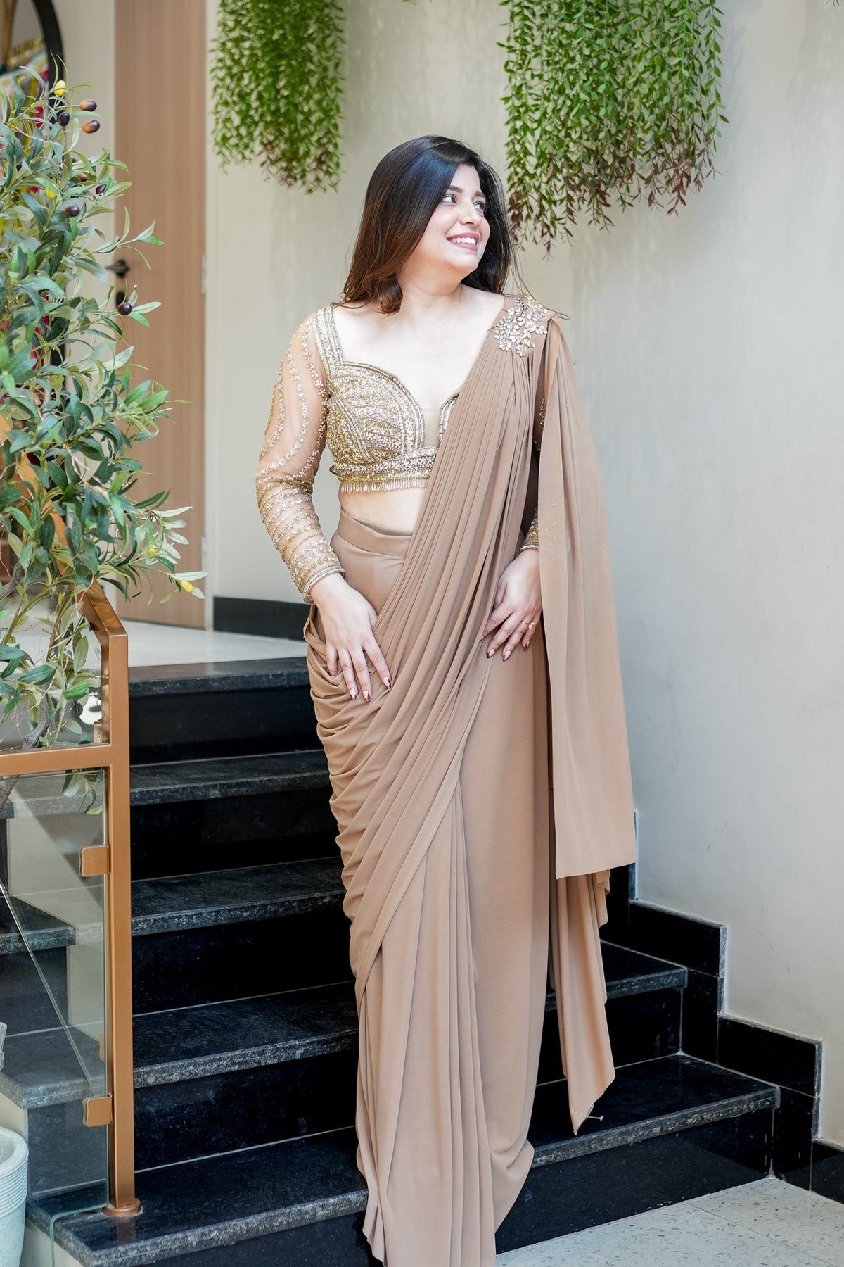 Shibra Hand Embroidered Drape Saree