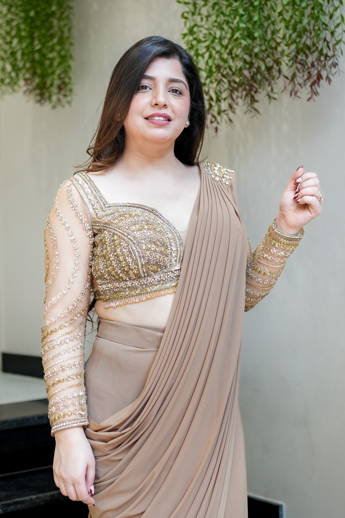 Shibra Hand Embroidered Drape Saree
