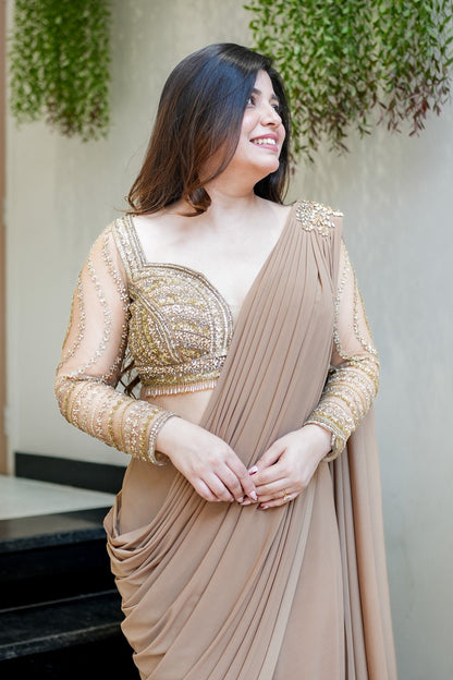 Shibra Hand Embroidered Drape Saree