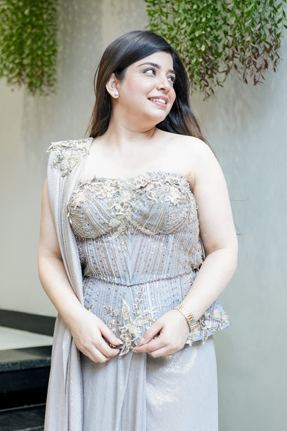 Viara Hand Embroidered Corset Drape Saree