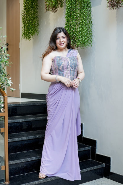 Avni Hand Embroidered Corset Drape Saree