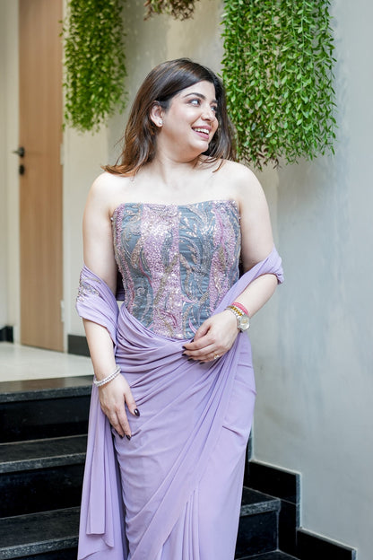 Avni Hand Embroidered Corset Drape Saree