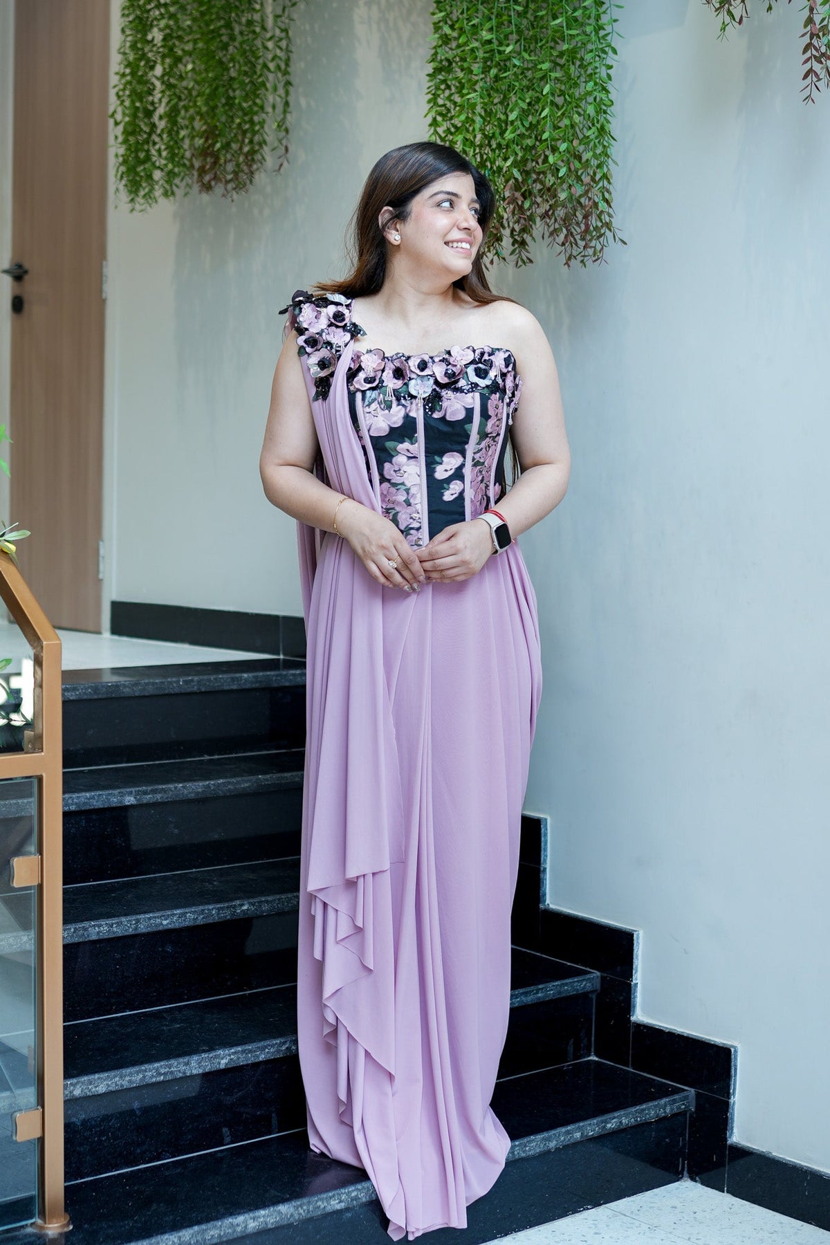 Tira Pink Drape Saree With Corset