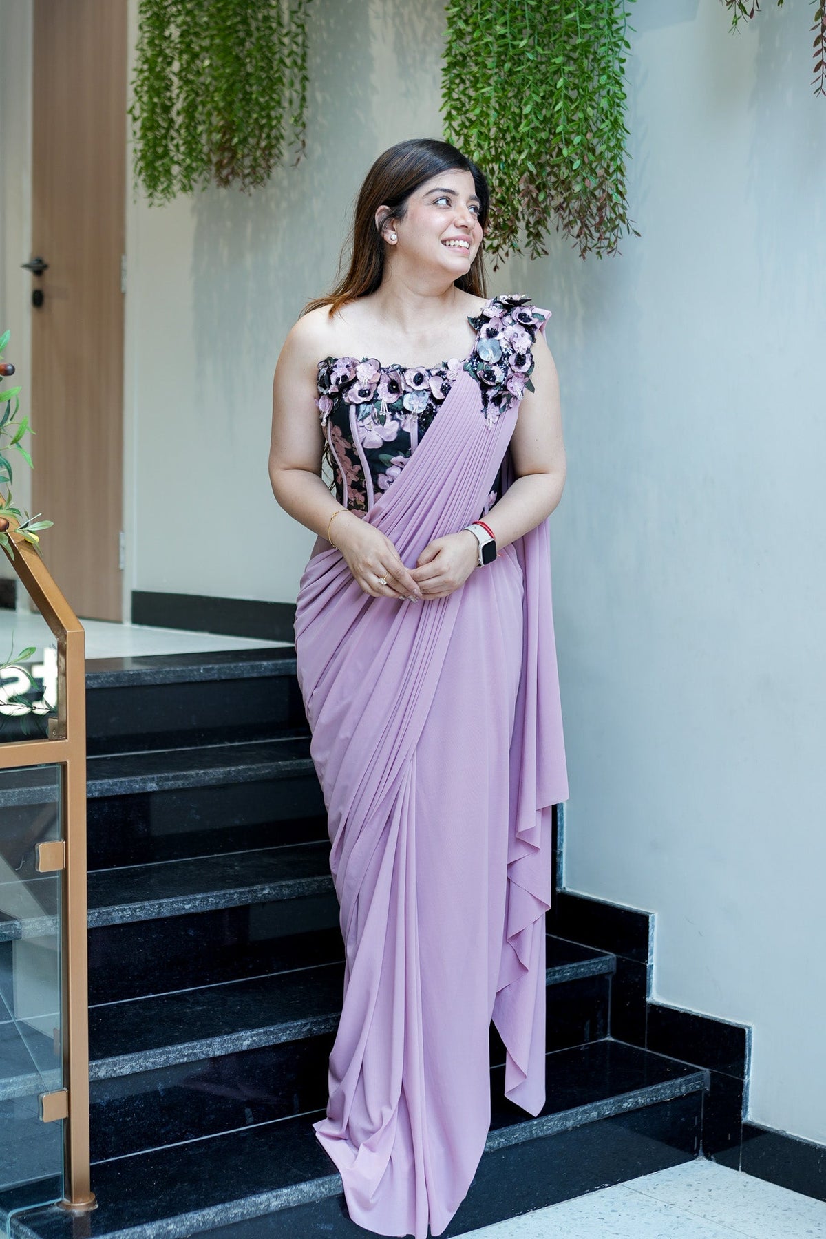 Tira Pink Drape Saree With Corset