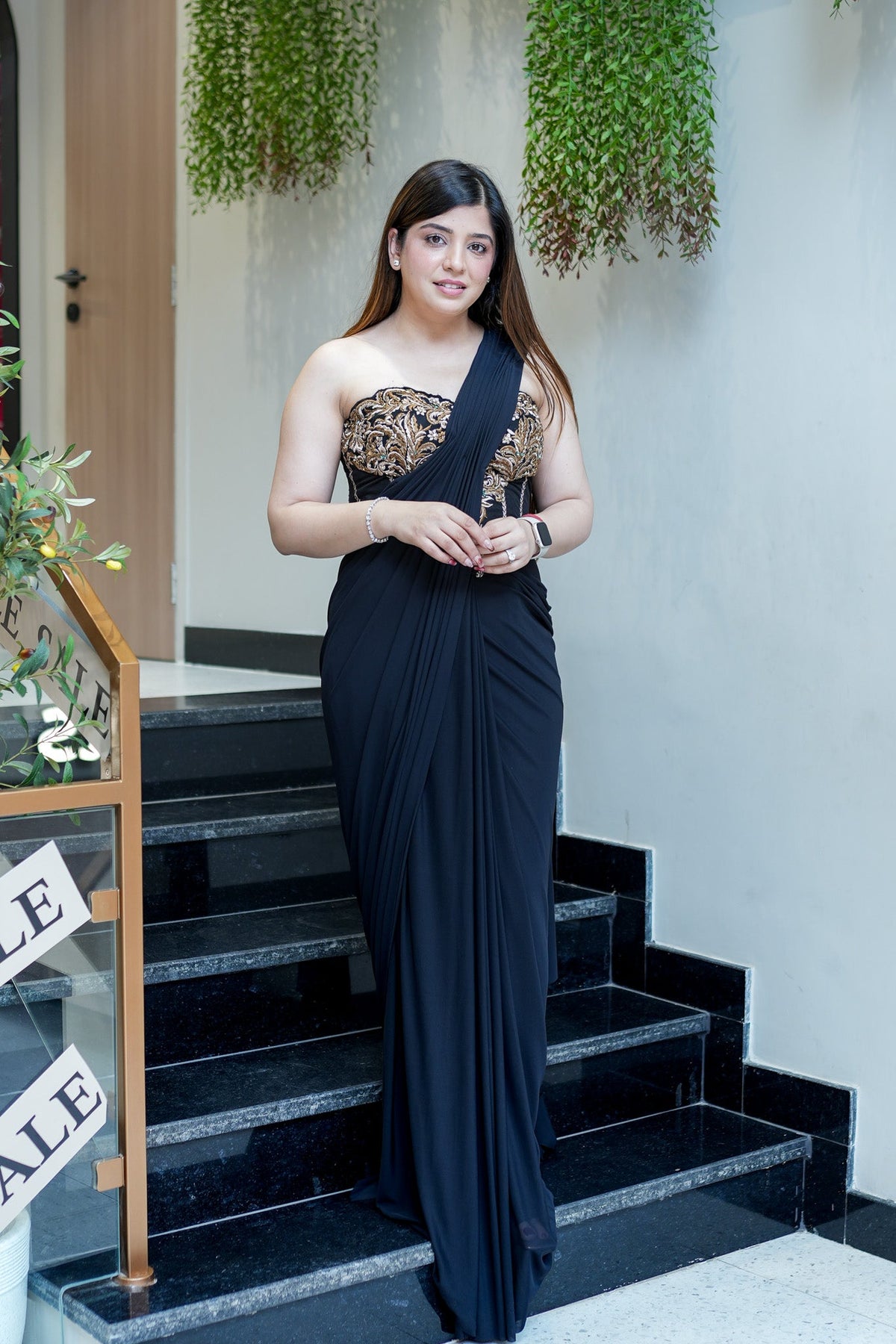 Verahi Black Corset Drape Saree