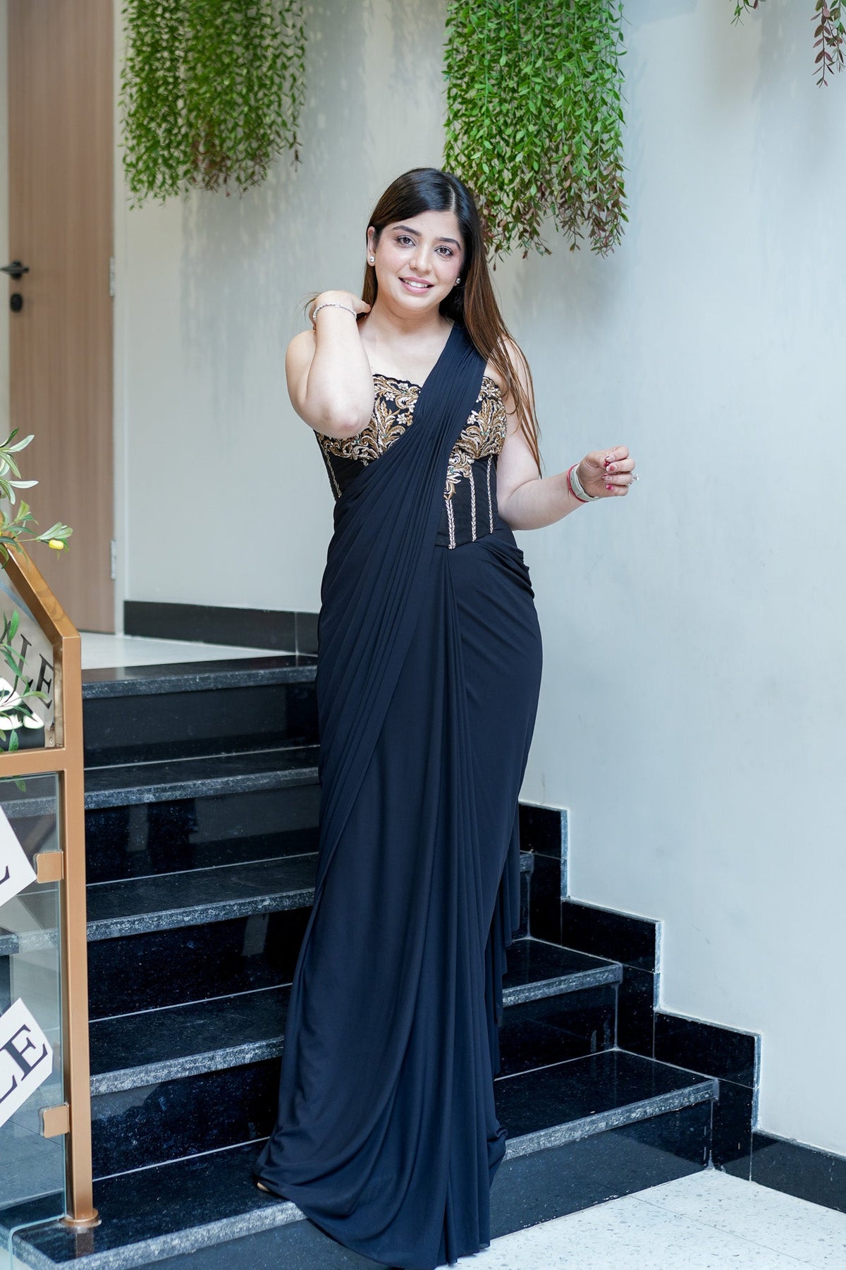 Verahi Black Corset Drape Saree
