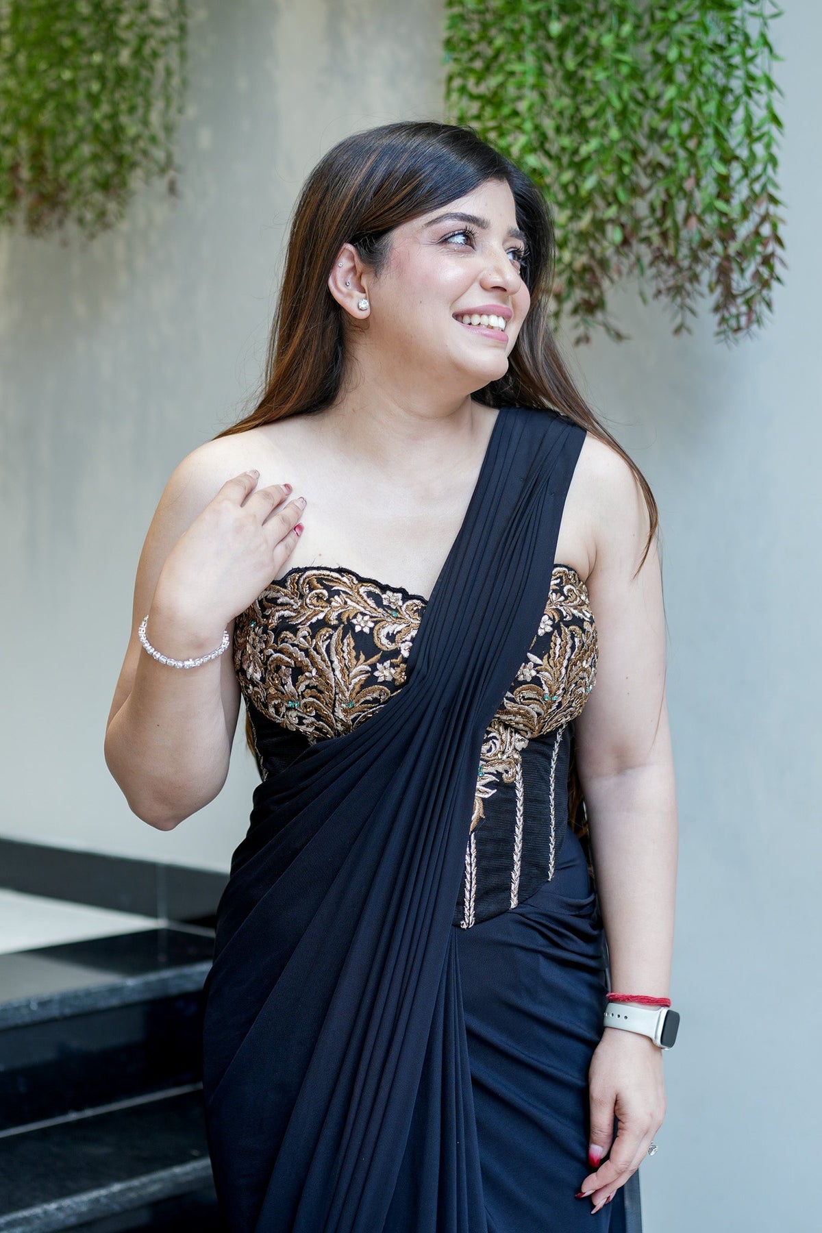 Verahi Black Corset Drape Saree