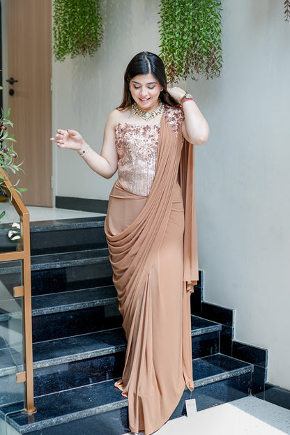 Driti Hand Embroidered Corset Drape Saree
