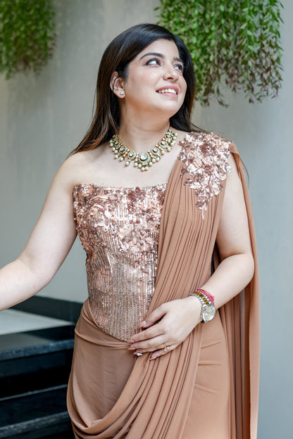 Driti Hand Embroidered Corset Drape Saree