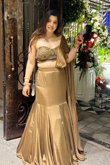 Vinci Golden Tube Drape Saree