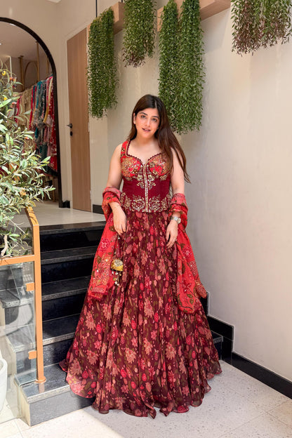 Reedha Embroidered Corset Lehenga