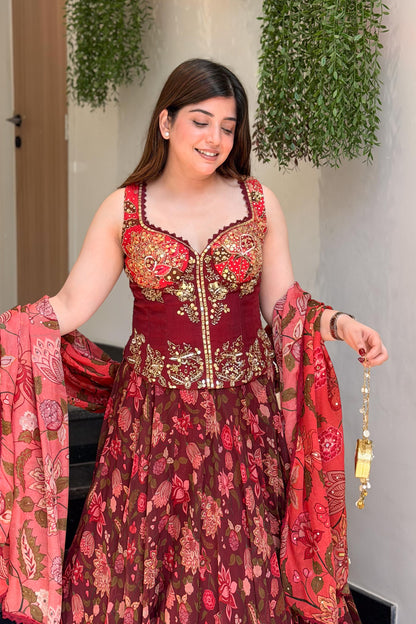 Reedha Embroidered Corset Lehenga