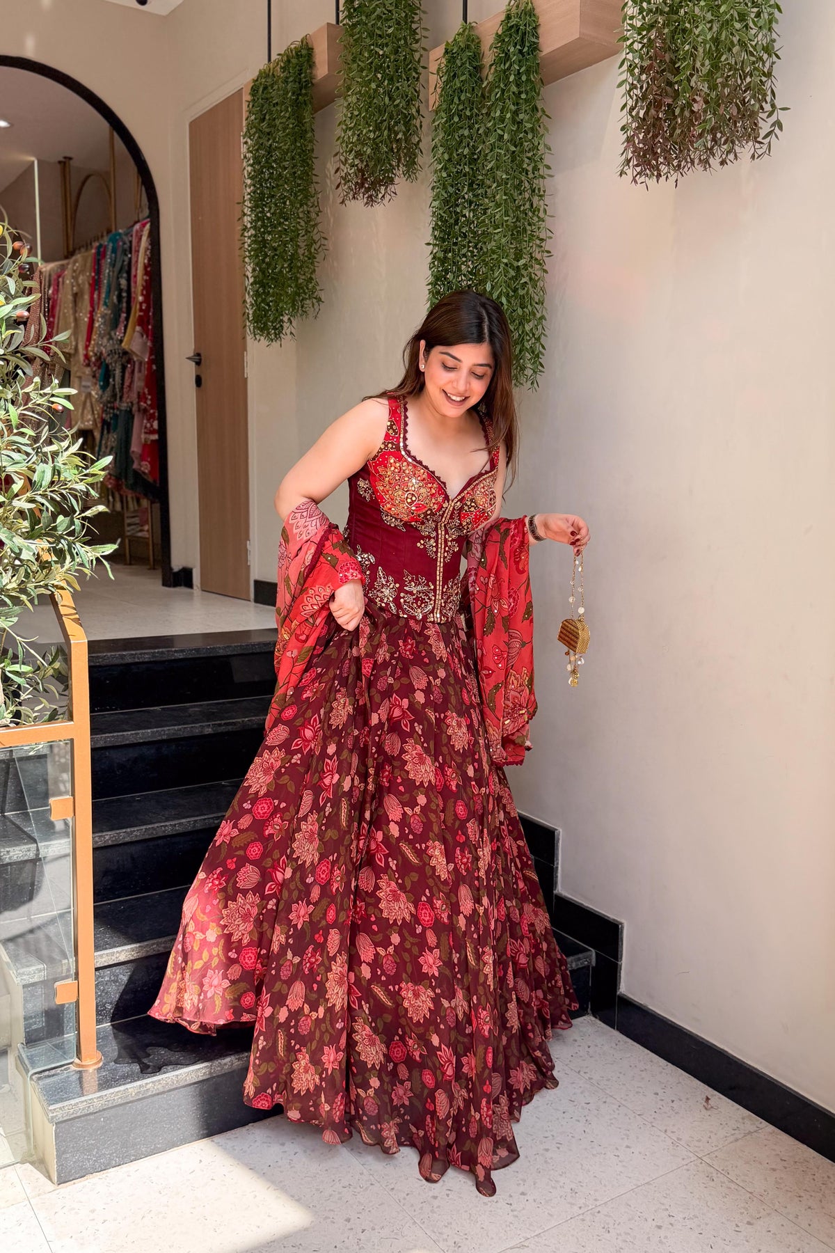 Reedha Embroidered Corset Lehenga