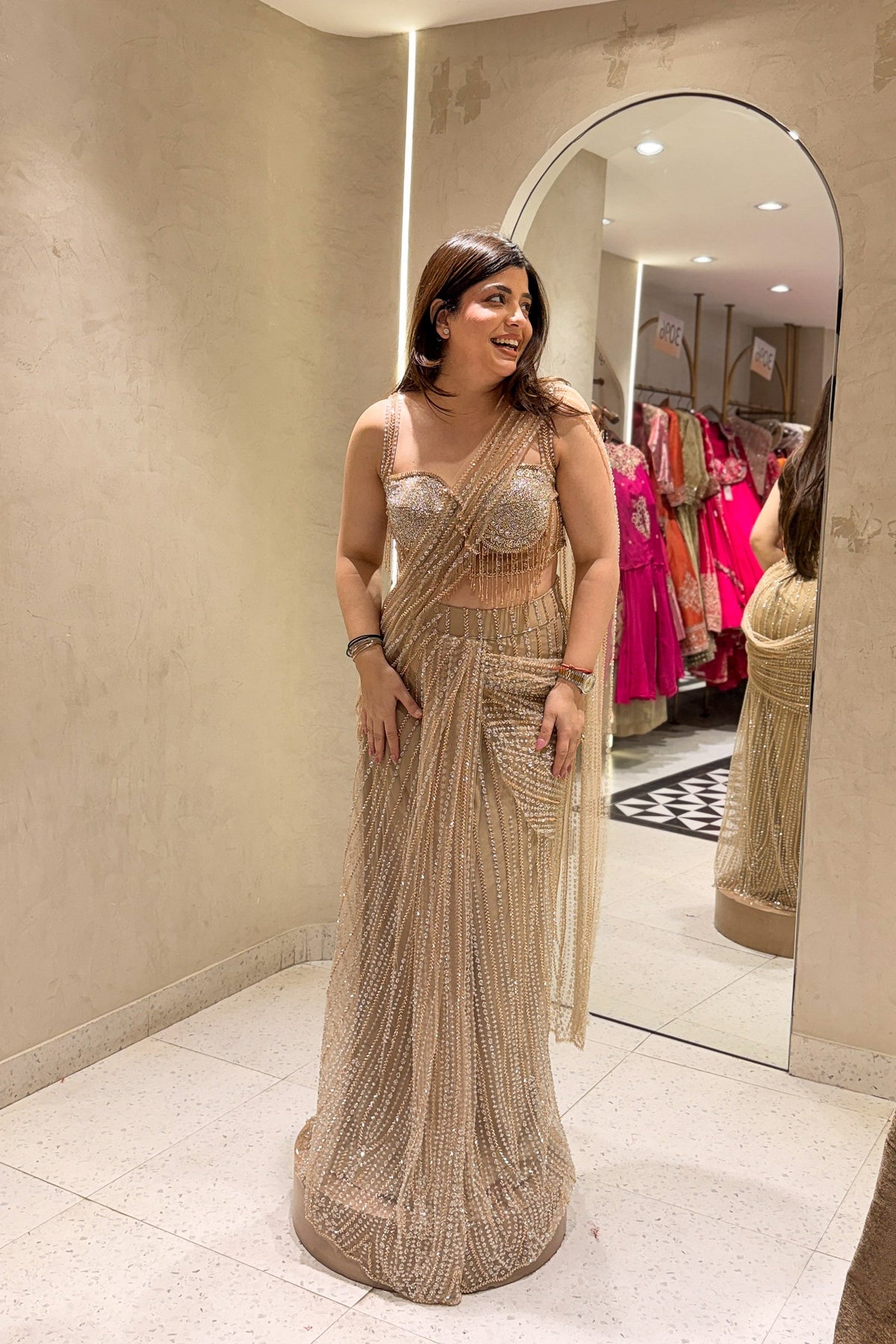 Zivika Hand Embroidered Drape Saree
