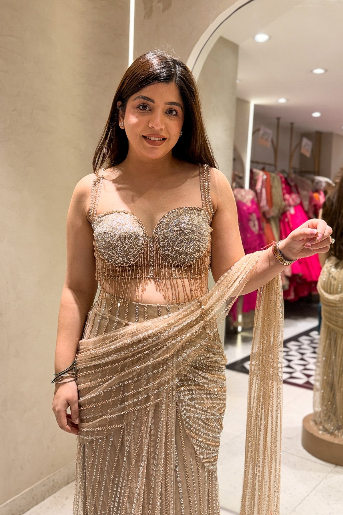 Zivika Hand Embroidered Drape Saree