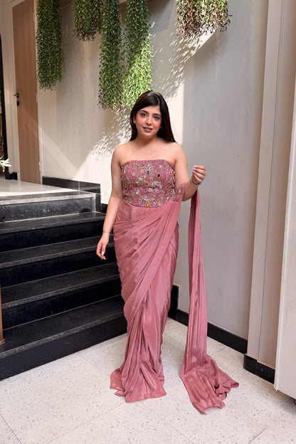 Saba Hand Embroidered Corset Drape Saree