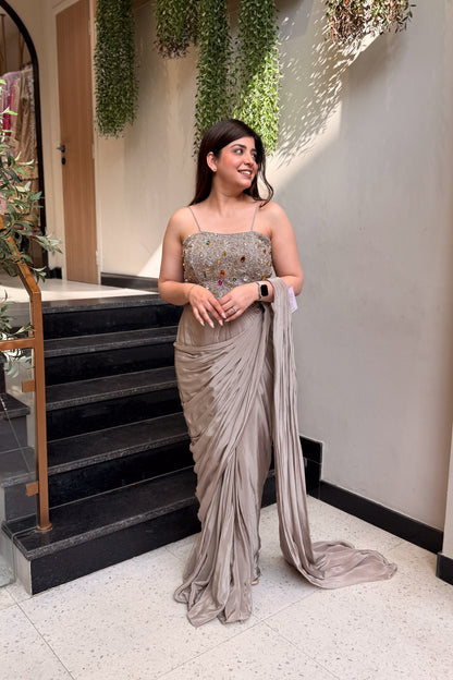 Saba Hand Embroidered Corset Drape Saree