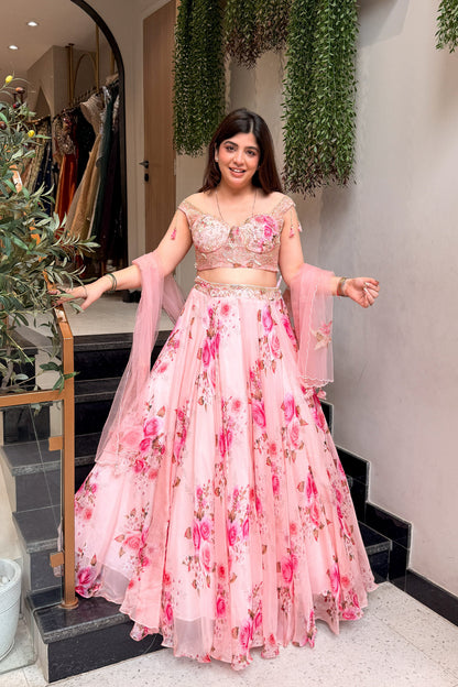 Advisha Floral Hand Embroidered Lehenga
