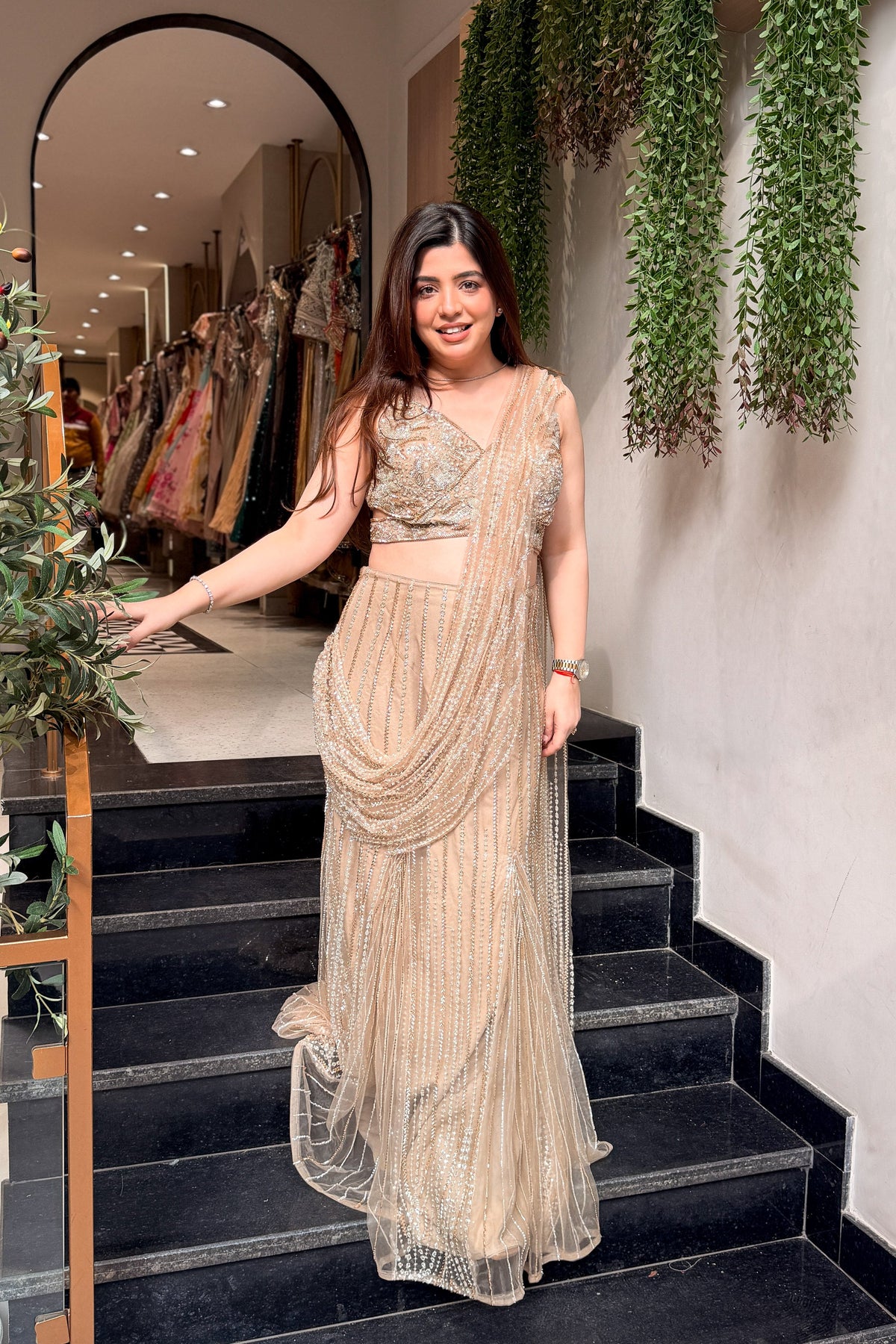 Ashvika Hand Embroidered Drape Saree