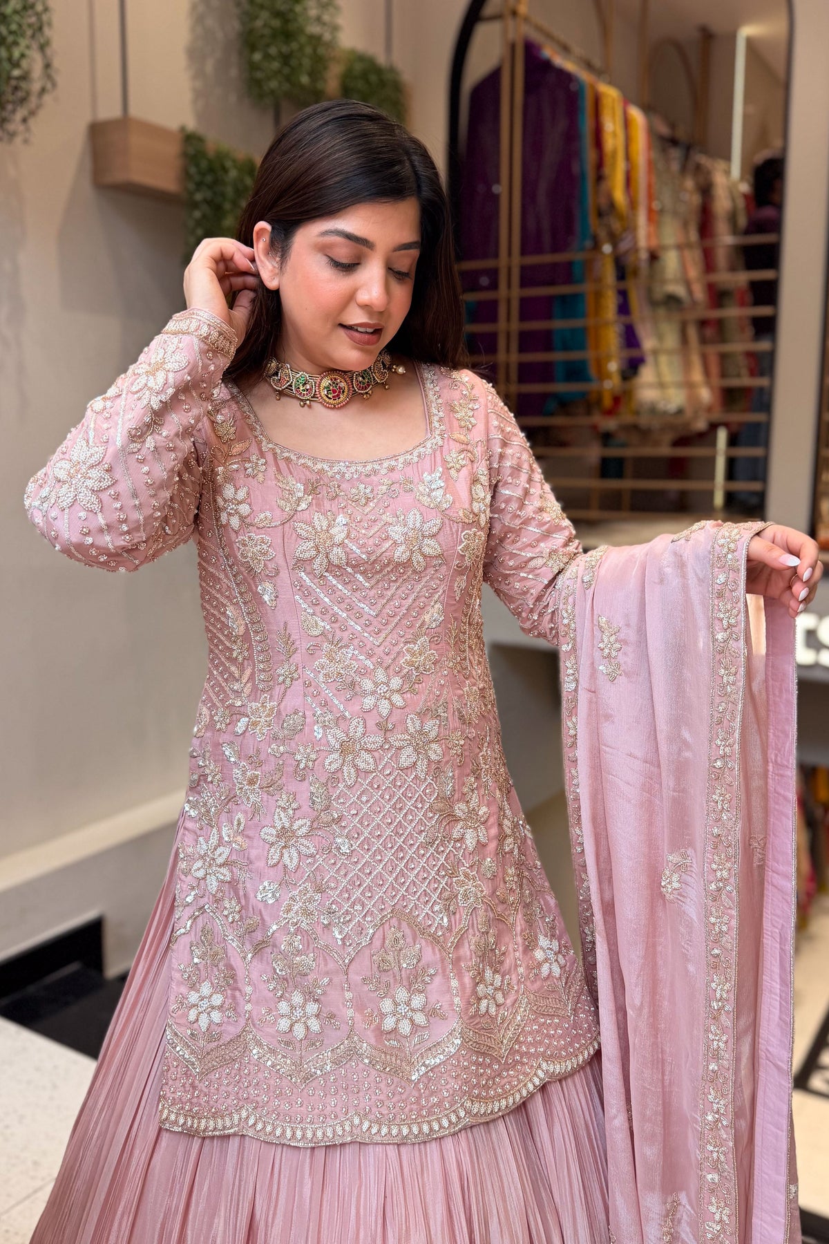 Trishika Hand Embroidered Lehenga