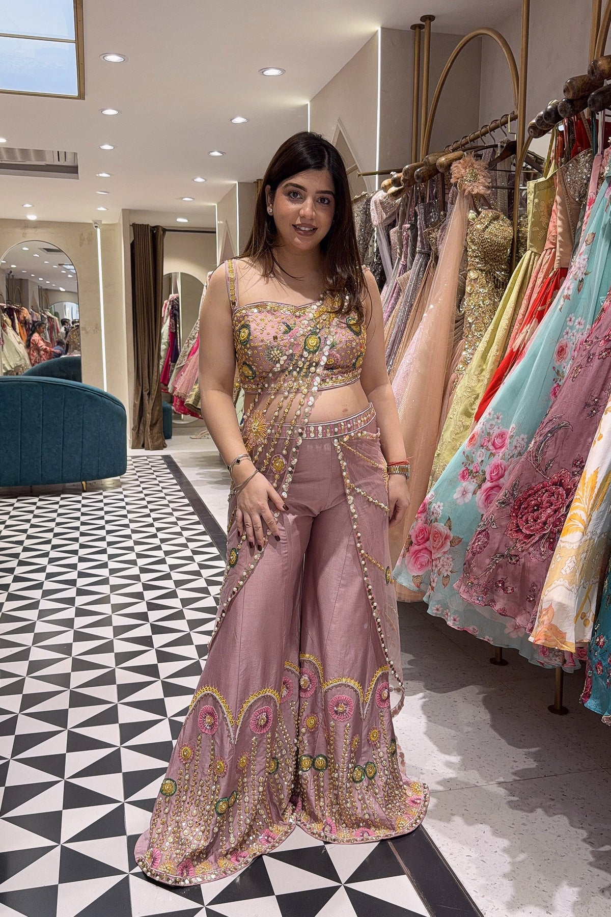 Prama Hand Embroidered Drape Saree