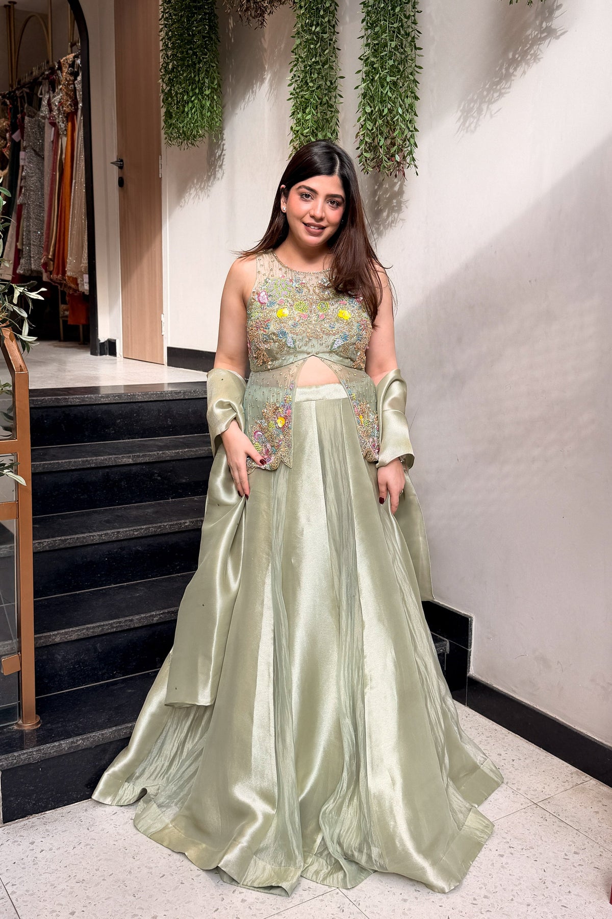 Nazima Hand Embroidered Peplum Skirt Set