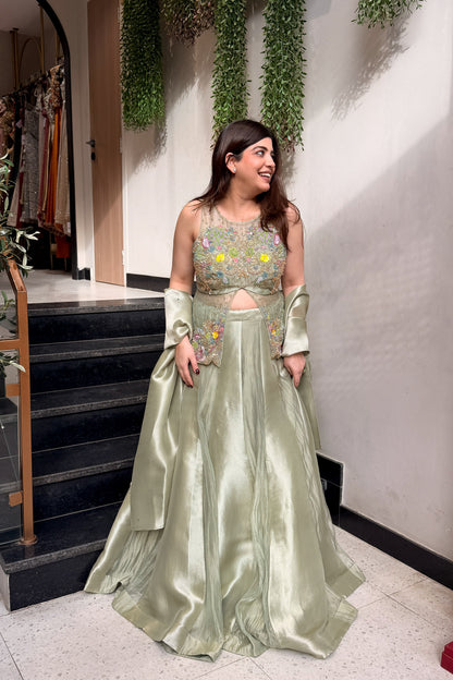 Nazima Hand Embroidered Peplum Skirt Set