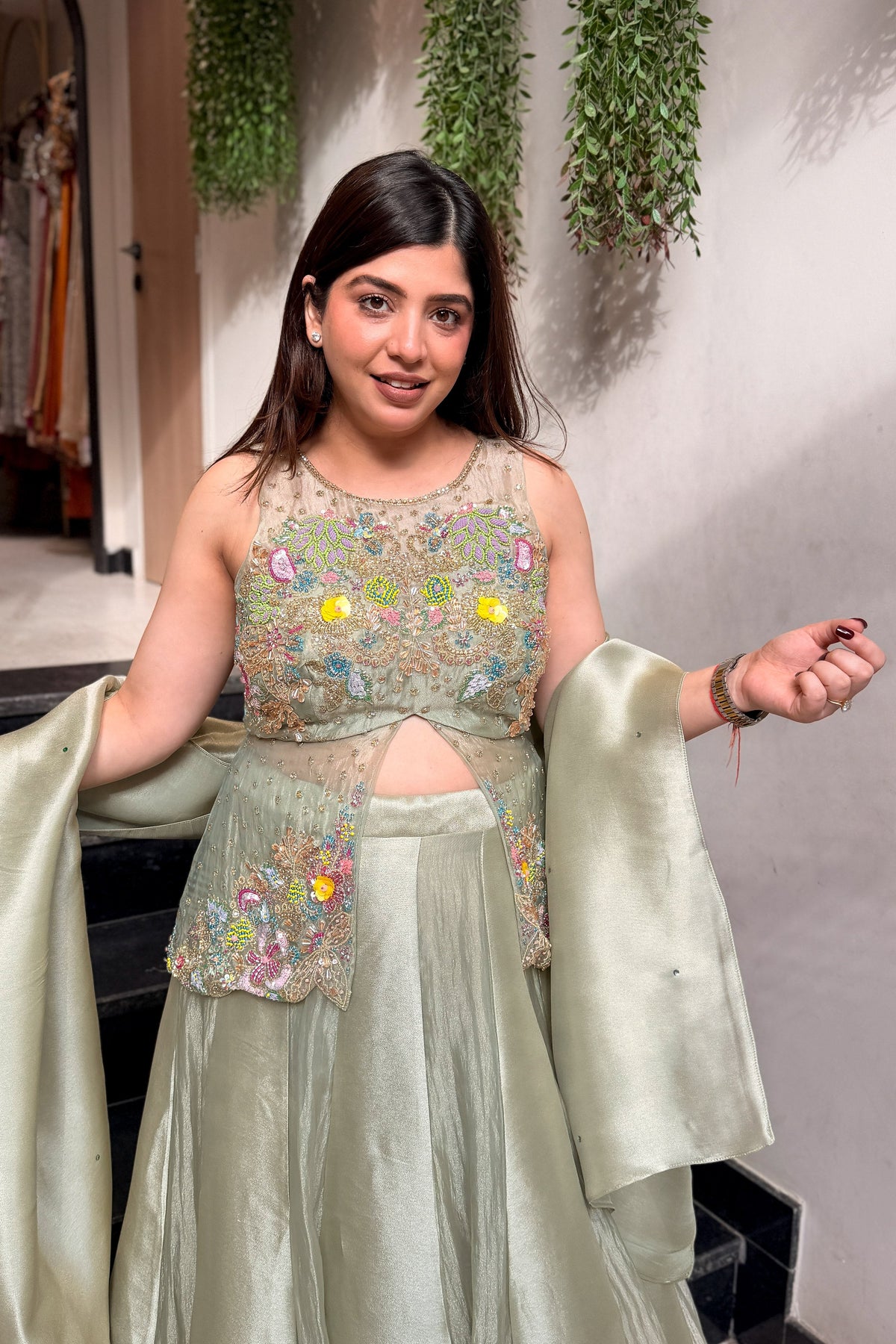 Nazima Hand Embroidered Peplum Skirt Set