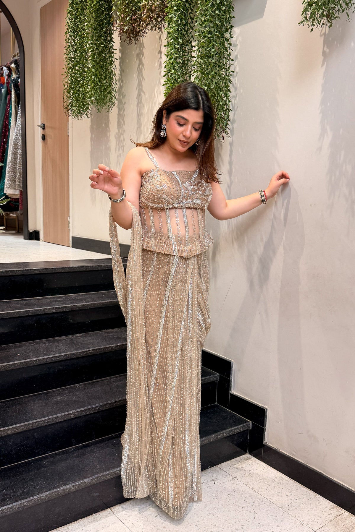 Anila Hand Embroidered Drape Saree