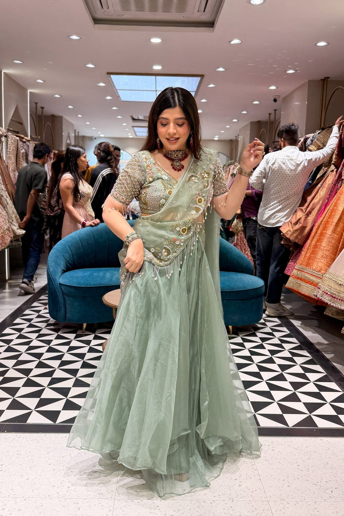 Aadhira Hand Embroidered Drape Saree