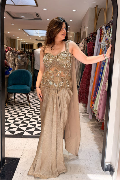 Sabika Hand Embroidered Corset Drape Saree