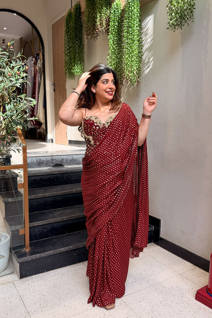 Umaira Hand Embroidered Corset Drape Saree