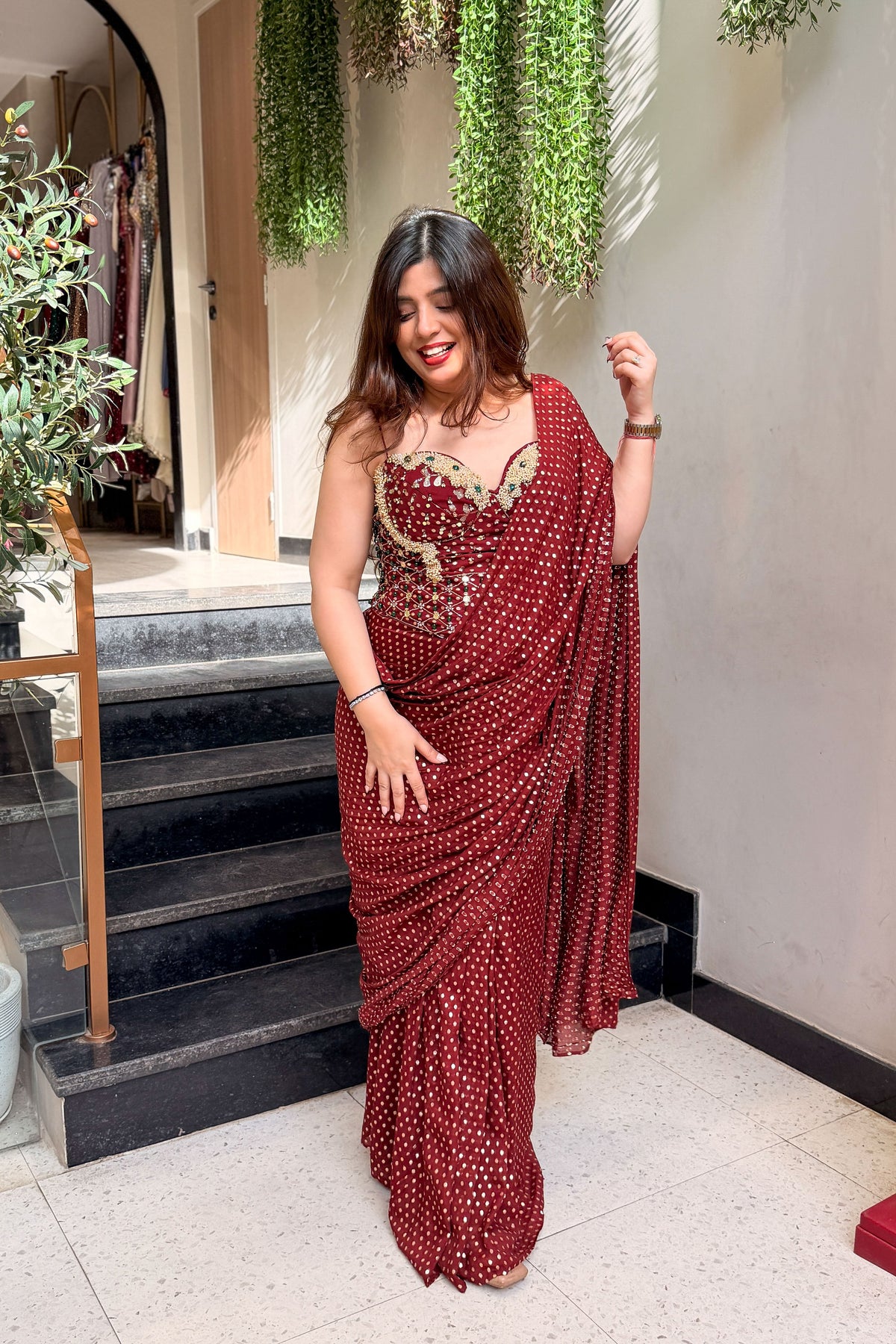 Umaira Hand Embroidered Corset Drape Saree