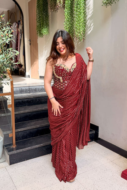 Umaira Hand Embroidered Corset Drape Saree