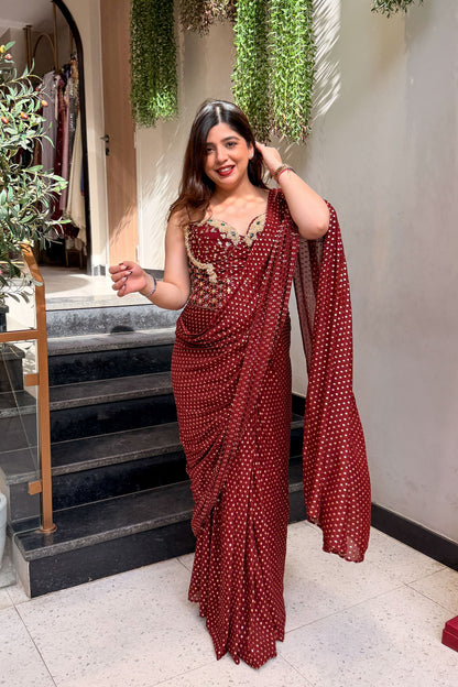 Umaira Hand Embroidered Corset Drape Saree