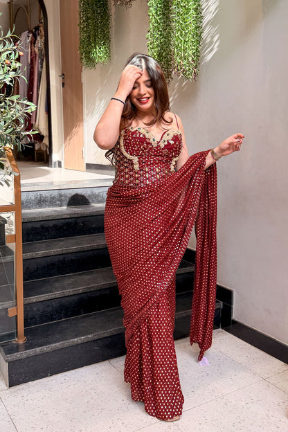 Umaira Hand Embroidered Corset Drape Saree