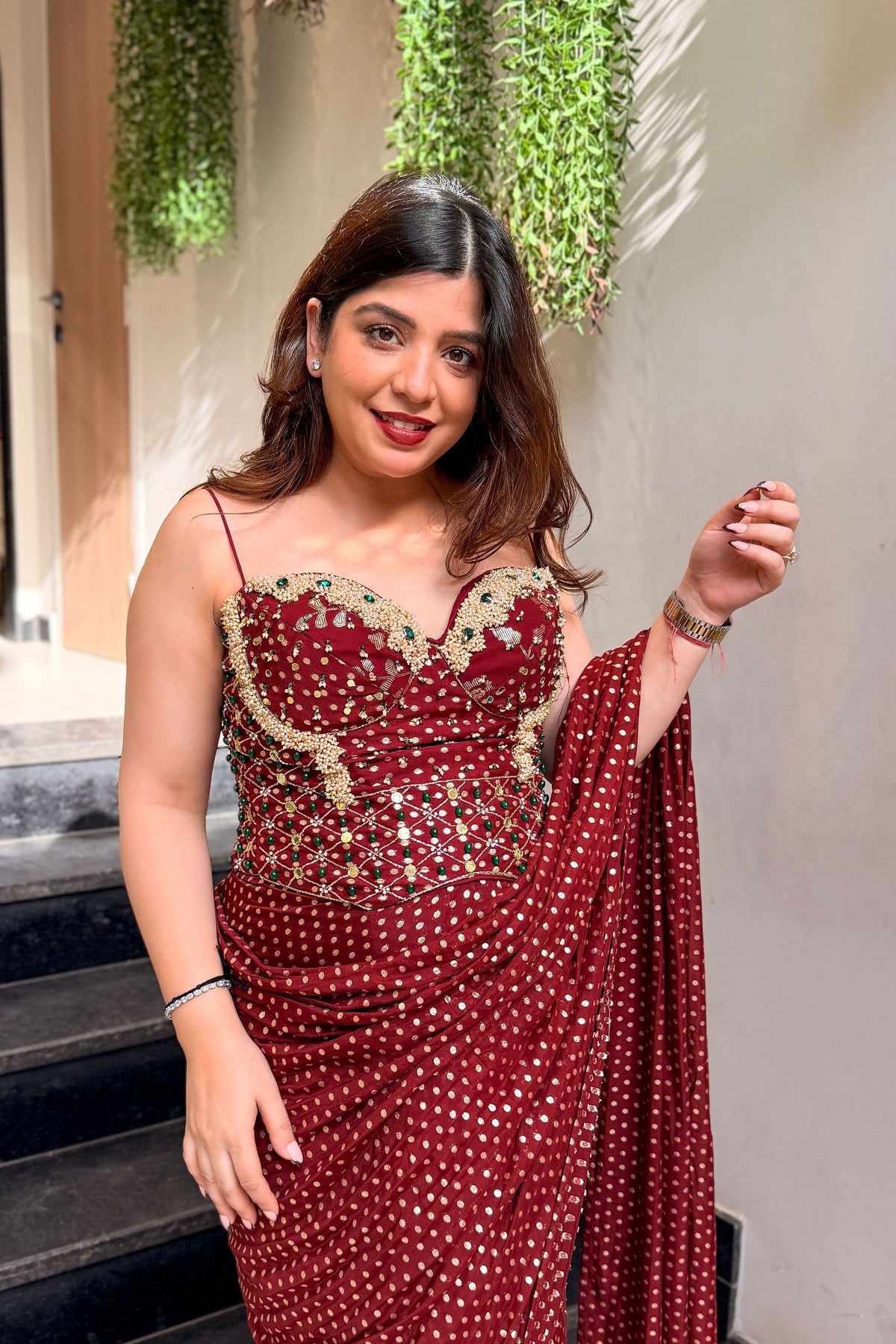 Umaira Hand Embroidered Corset Drape Saree